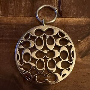 Silver-Tone Round Coach Logo Pendant / tag